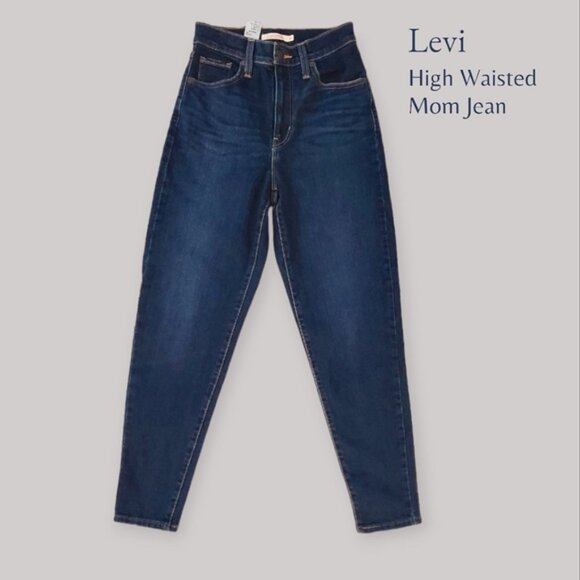 LEVI STRAUSS High Waisted Mom Jean in "Winter Cloud" Dark Wash- Urban Outfitters - Picture 3 of 16